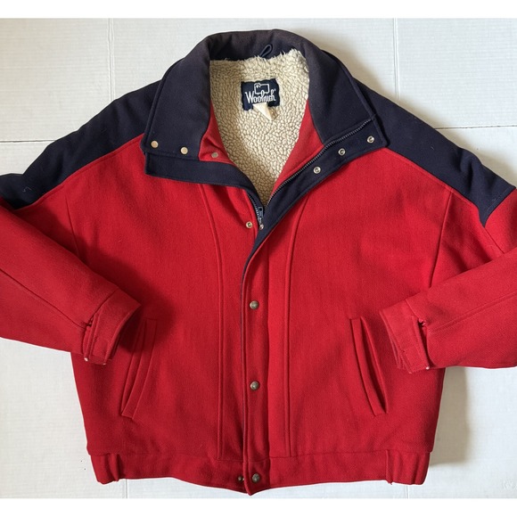 WOOLRICH - Men's Vintage Red Wool Bomber Jacket - Size X-Large - XL* - Picture 2 of 14